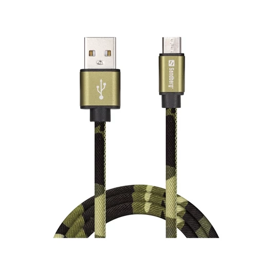SANDBERG Töltőkábel, MicroUSB Green Camouflage 1m