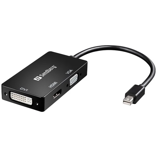 SANDBERG Kijelző konverter, Adapter MiniDP>HDMI+DVI+VGA