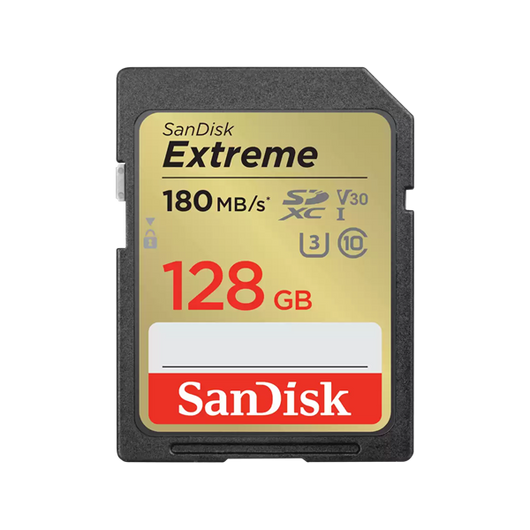 SANDISK 121580, SDXC EXTREME KÁRTYA 128GB, 180/90 MB/s , UHS-I, Class 10, U3, V30