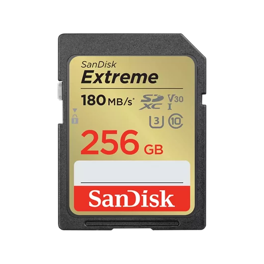 SANDISK 121581, SDXC EXTREME KÁRTYA 256GB, 180/130 MB/s , UHS-I, Class 10, U3, V30