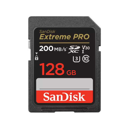 SANDISK 121596, SDXC EXTREME PRO KÁRTYA 128GB, 200/90 MB/s , UHS-I, Class 10, U3, V30