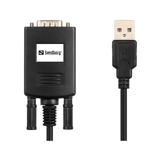 SANDBERG USB-adapter, USB to Serial Link (9-pin), Fekete