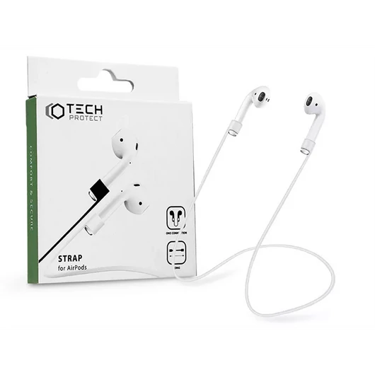 TECH-PROTECT SZILIKON NYAKPÁNT APPLE AIRPODS FÜLHALLGATÓHOZ – STRAP FOR AIRPODS – FEHÉR
