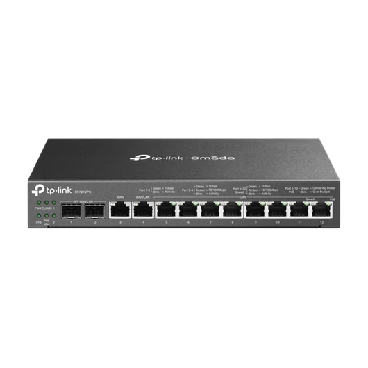 TP-LINK Vezetékes VPN Router 1xWAN(1000Mbps) + 1xWAN/LAN(1000Mbps) + 8xLAN(1000Mbps) + 2xSFP WAN/LAN(1000Mbps), ER7212PC