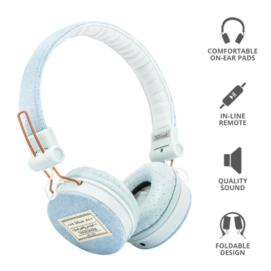 TRUST Fejhallgató 23610 (Fyber Headphones - light denim)