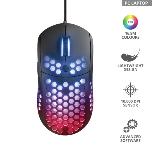 TRUST Gaming Vezetékes könnyű RGB egér 23758 (GXT 960 Graphin Ultra-lightweight Gaming Mouse)