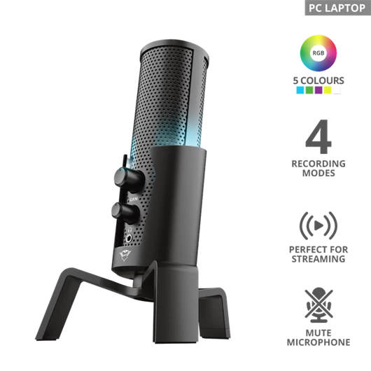 TRUST USB 4-in-1 streamelő mikrofon 23465 (GXT 258 Fyru USB 4-in-1 Streaming Microphone)