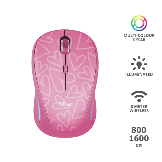 TRUST Vezeték nélküli egér 22336 (Yvi FX Wireless Mouse - pink)