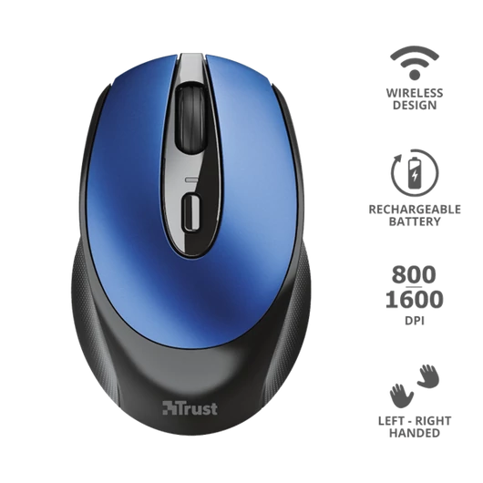 TRUST Vezeték nélküli tölthető egér 24018 ( Zaya Rechargeable Wireless Mouse - blue)