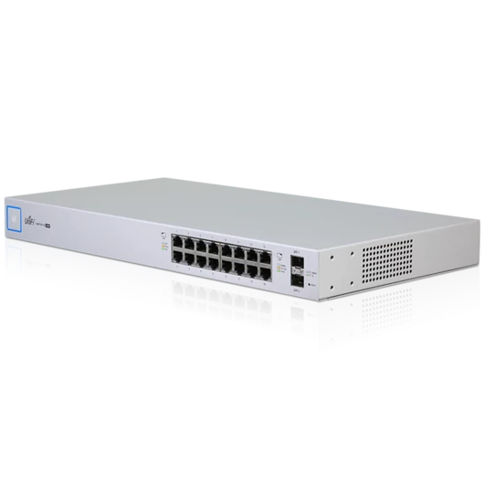 UBiQUiTi Switch 16x1000Mbps (POE+) + 2x1000Mbps SFP, Menedzselhető, Rackes - US-16-150W