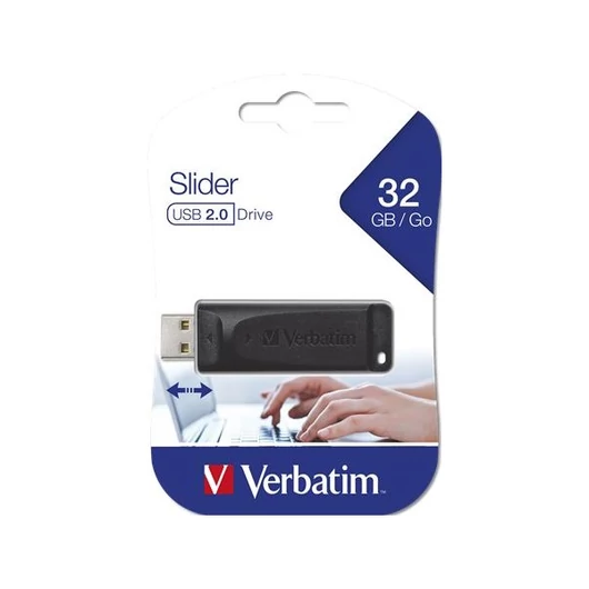 VERBATIM Pendrive, 32GB, USB 2.0, "Slider", fekete