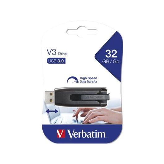VERBATIM Pendrive, 32GB, USB 3.0, 60/12MB/sec, "V3", fekete-szürke