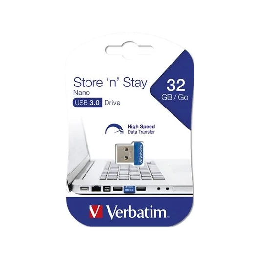 VERBATIM Pendrive, 32GB, USB 3.0, 80/25MB/sec, "NANO STORE ´N´ STAY"