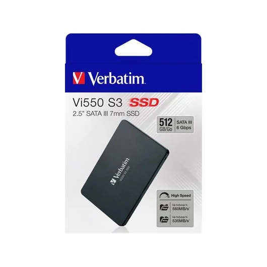 VERBATIM SSD (belső memória), 512GB, SATA 3, 535/560MB/s, "Vi550"