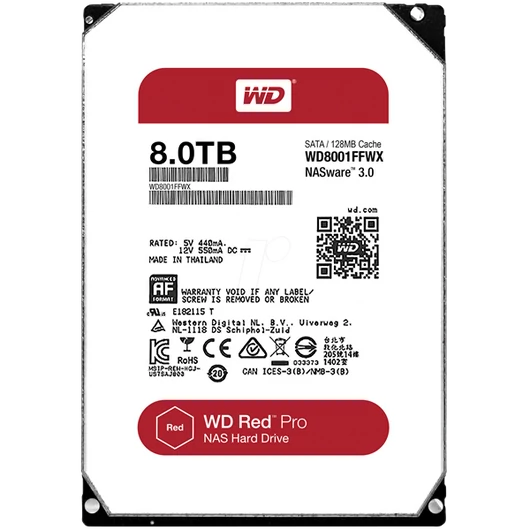 WESTERN DIGITAL 3.5" HDD SATA-III 8TB 7200rpm 256MB Cache, RED Pro