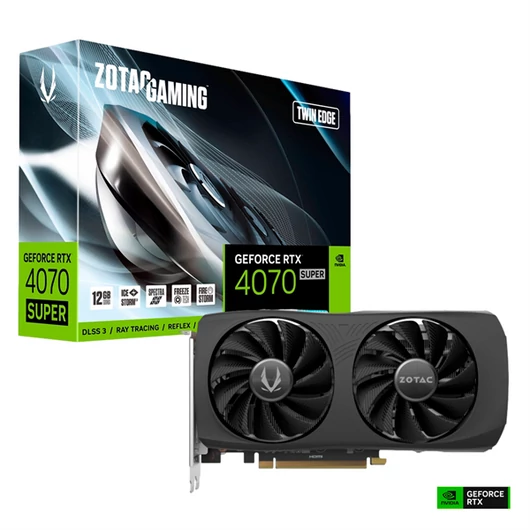 ZOTAC Videókártya PCI-Ex16x nVIDIA RTX 4070 SUPER 12GB DDR6X Twin Edge