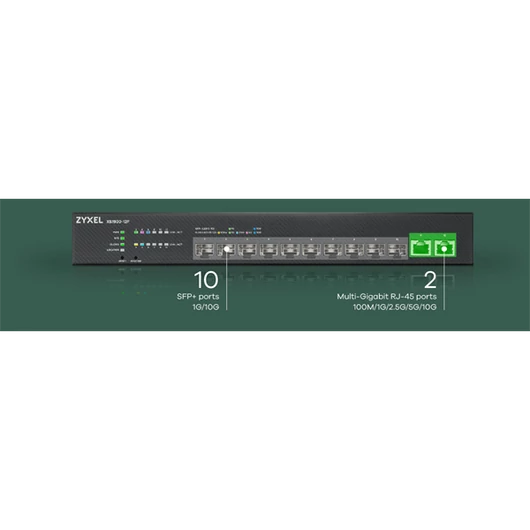 ZYXEL Switch 10x10Gigabit SFP+ + 2x10G, Menezdselhető Rackes, XS1930-12F-ZZ0101F
