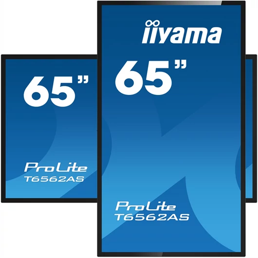 iiyama 24/7 interaktív kijelző, 64,5", 3840x2160, 16:9, 500cd, 8ms, 1200:1, HDMI/USB/Ethernet, T6562AS